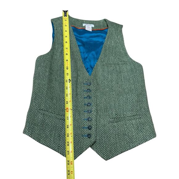 Sundance Wool Blend Vest Women's Herringbone Tweed XS Green Academia Preppy Prep - Picture 7 of 7